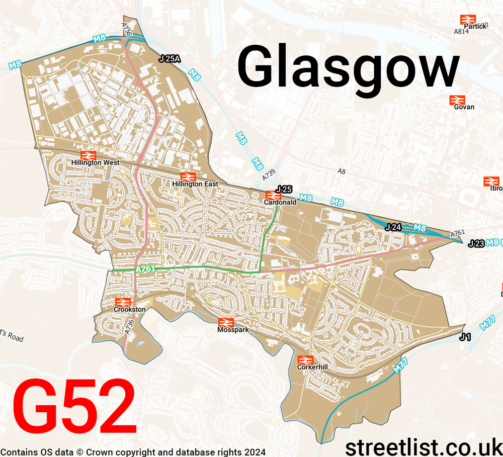 Map of the G52 postcode