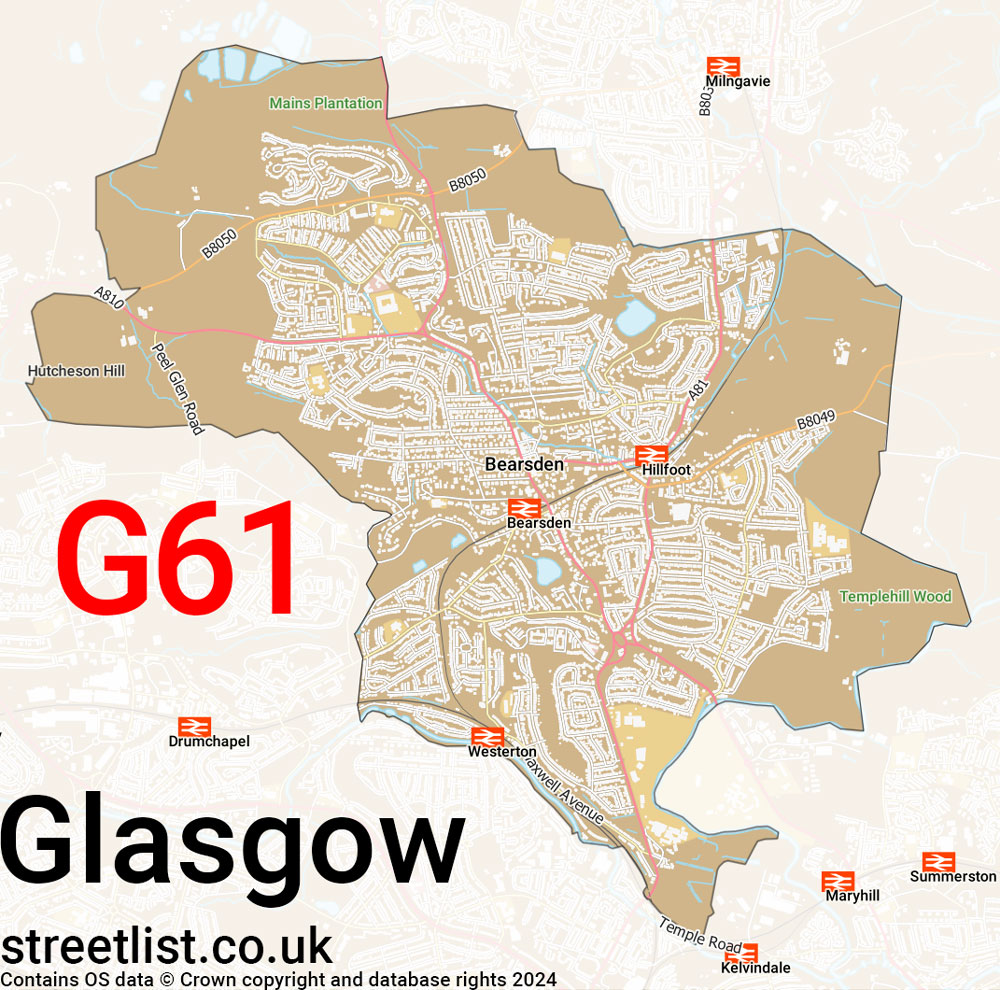 Map of the G61 postcode