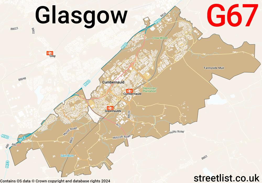 Map of the G67 postcode