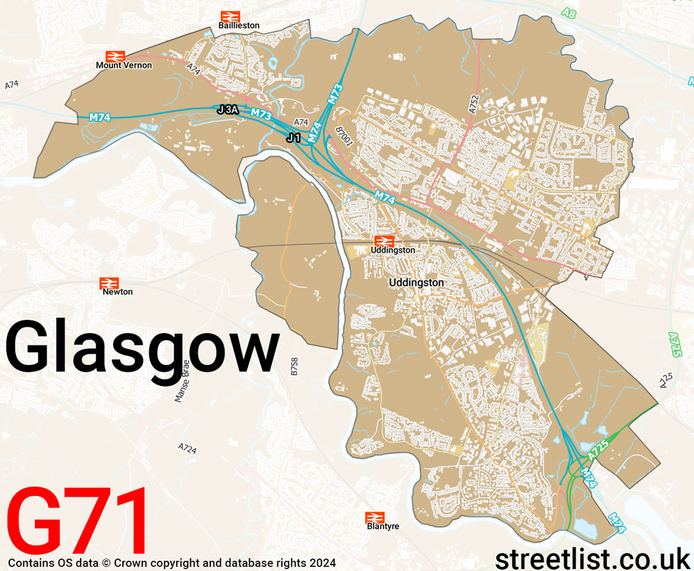 Map of the G71 postcode