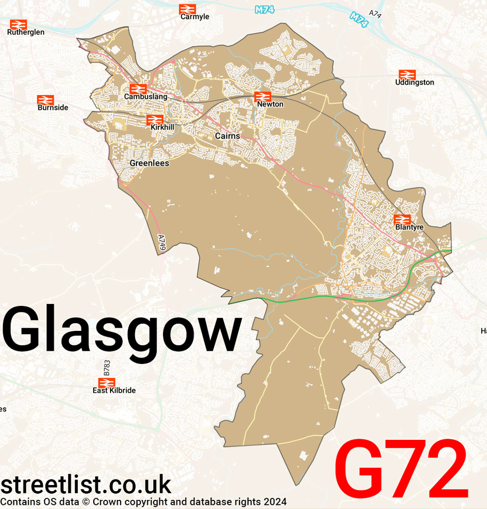 Map of the G72 postcode