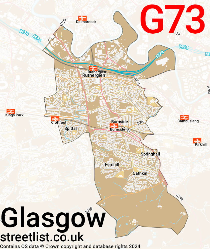 Map of the G73 postcode