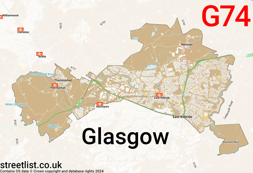 Map of the G74 postcode