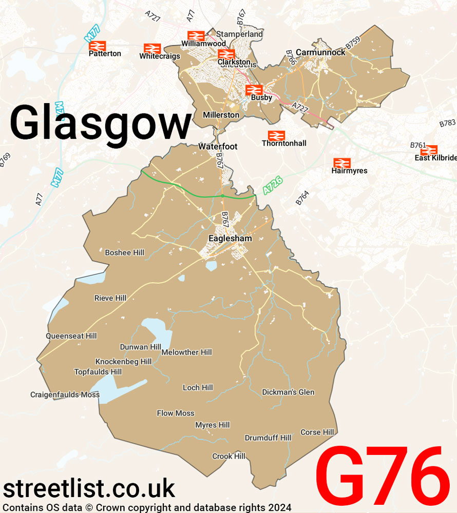 Map of the G76 postcode