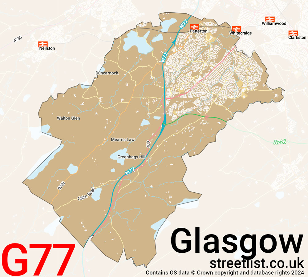 Map of the G77 postcode