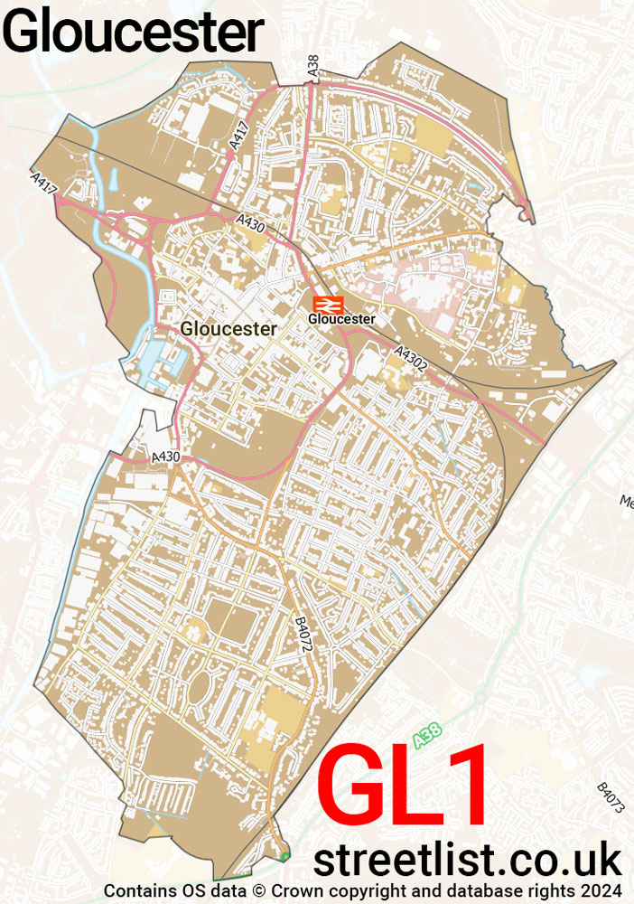 Map of the GL1 postcode