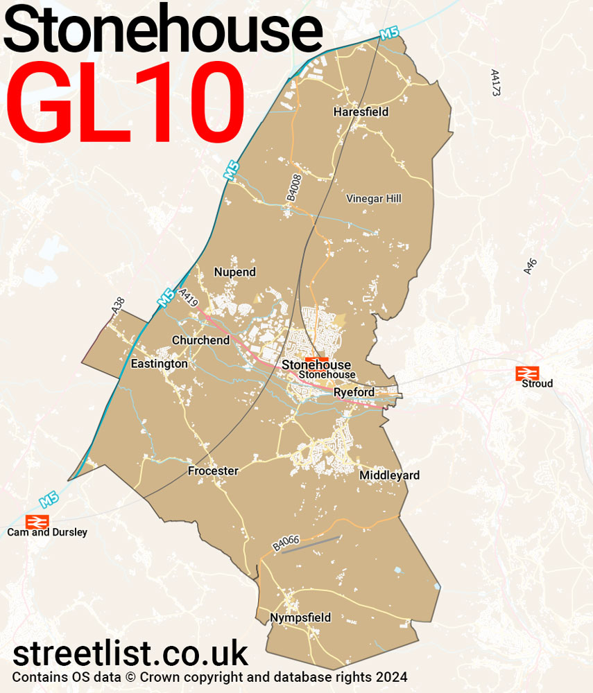 Map of the GL10 postcode