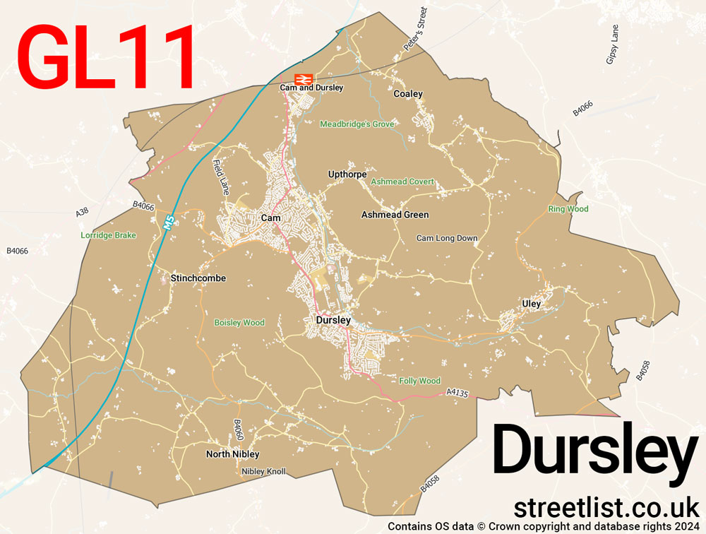 Map of the GL11 postcode