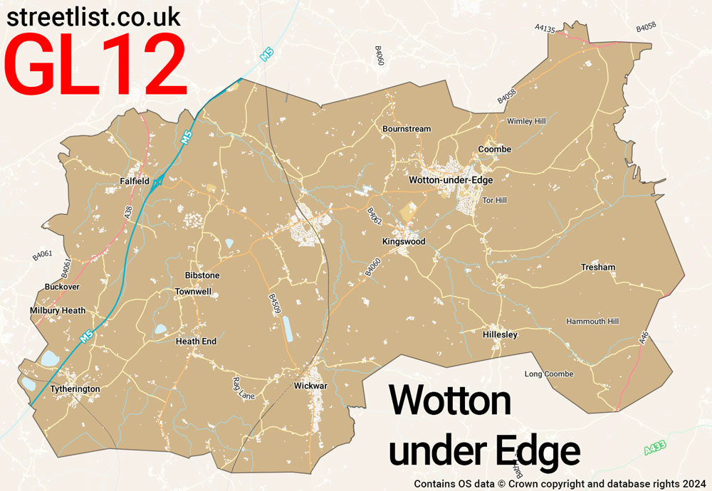 Map of the GL12 postcode