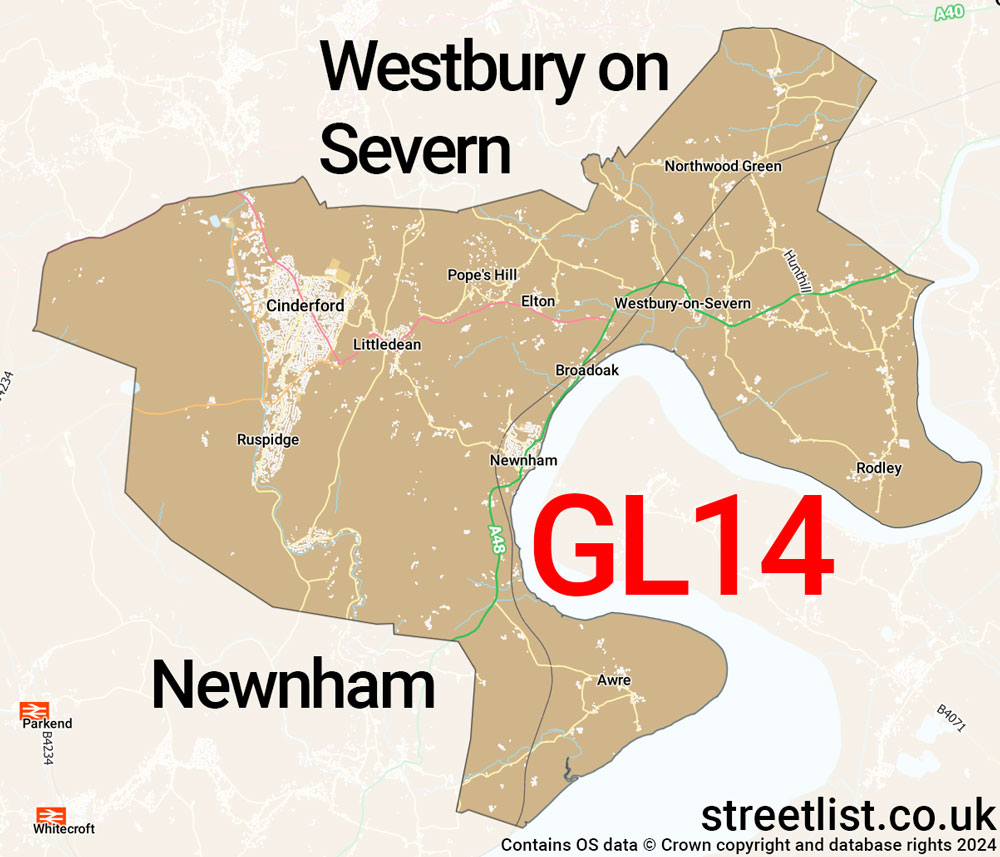 Map of the GL14 postcode