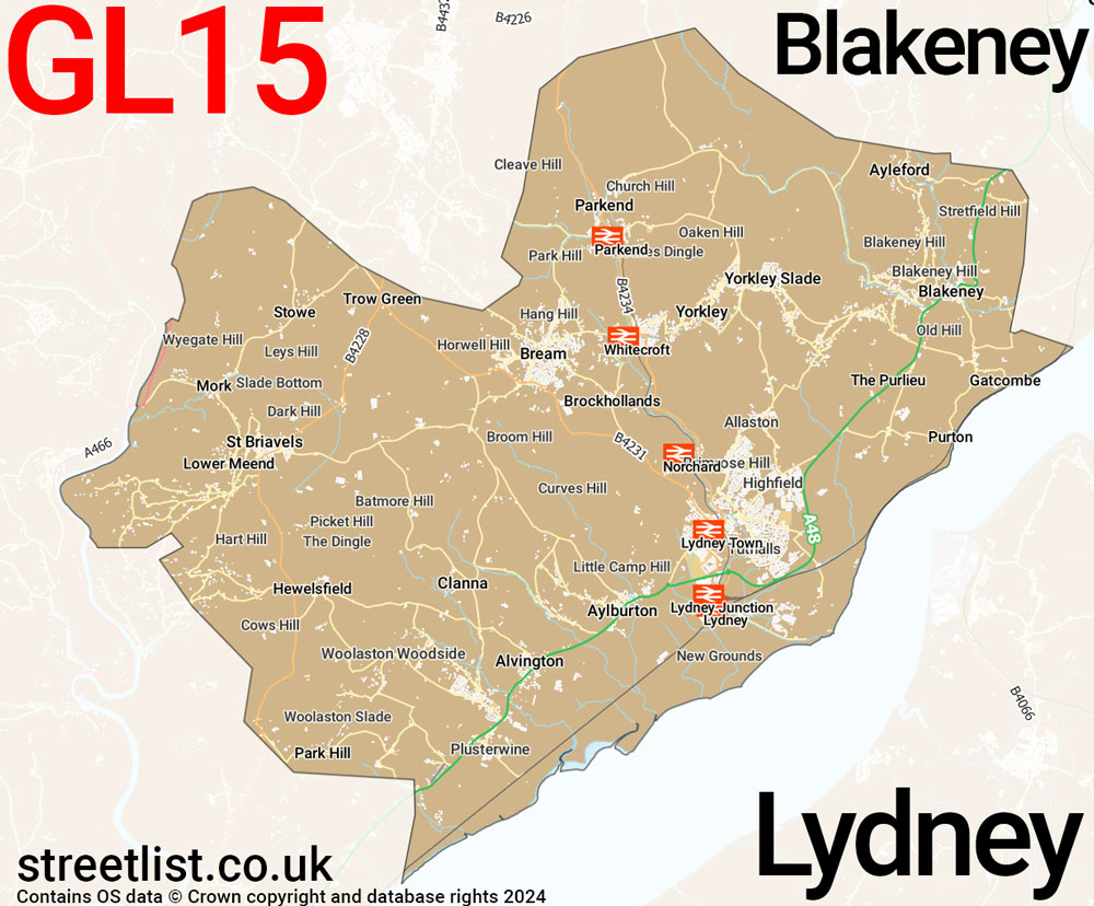 Map of the GL15 postcode