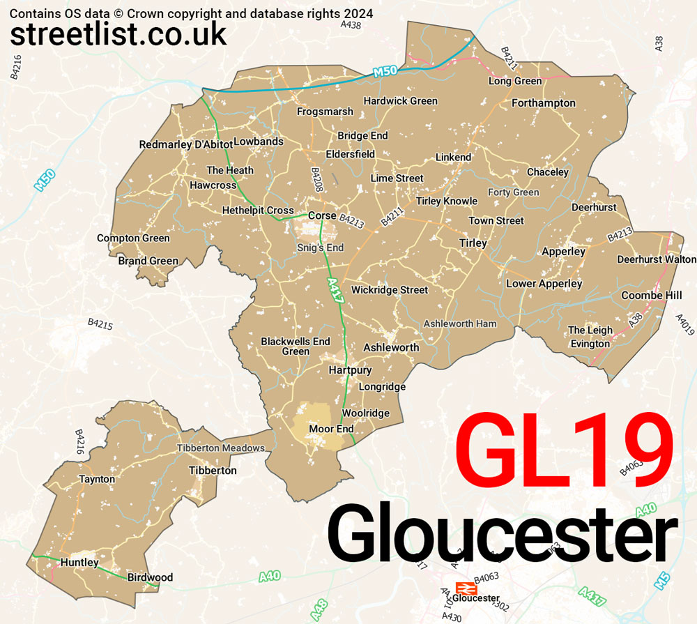 Map of the GL19 postcode