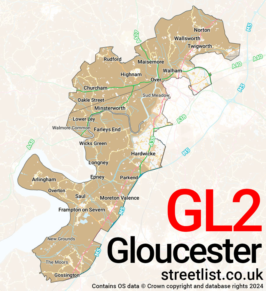 Map of the GL2 postcode