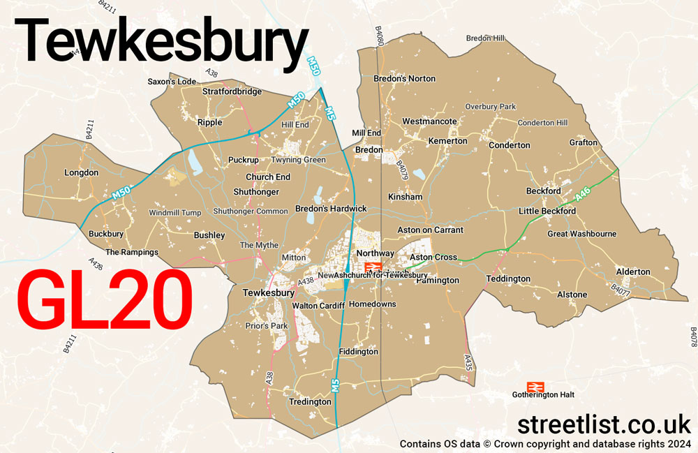 Map of the GL20 postcode