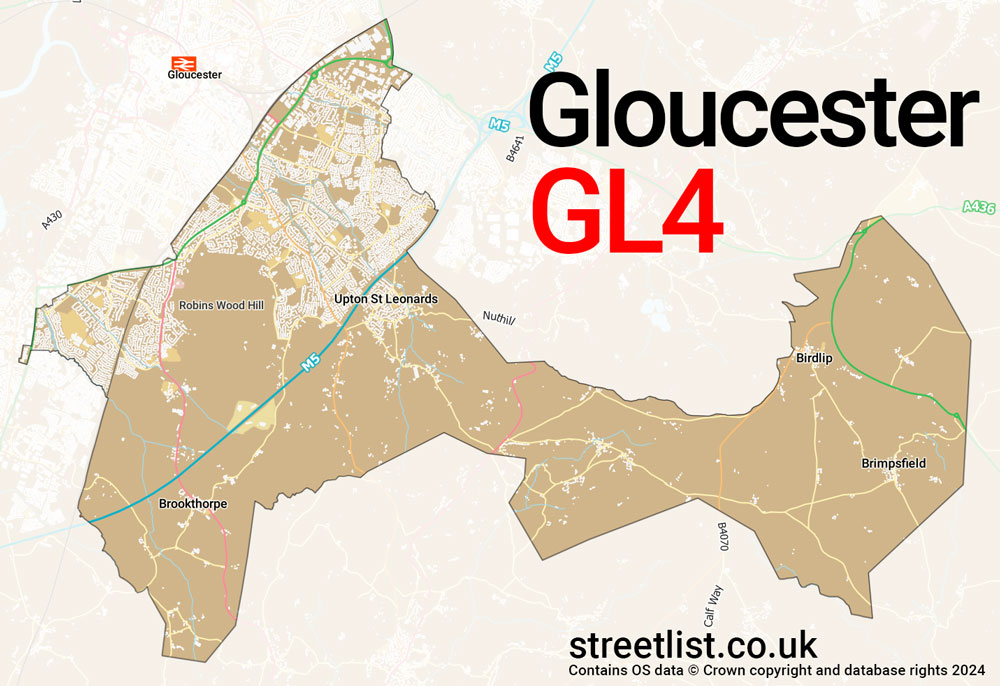 Map of the GL4 postcode