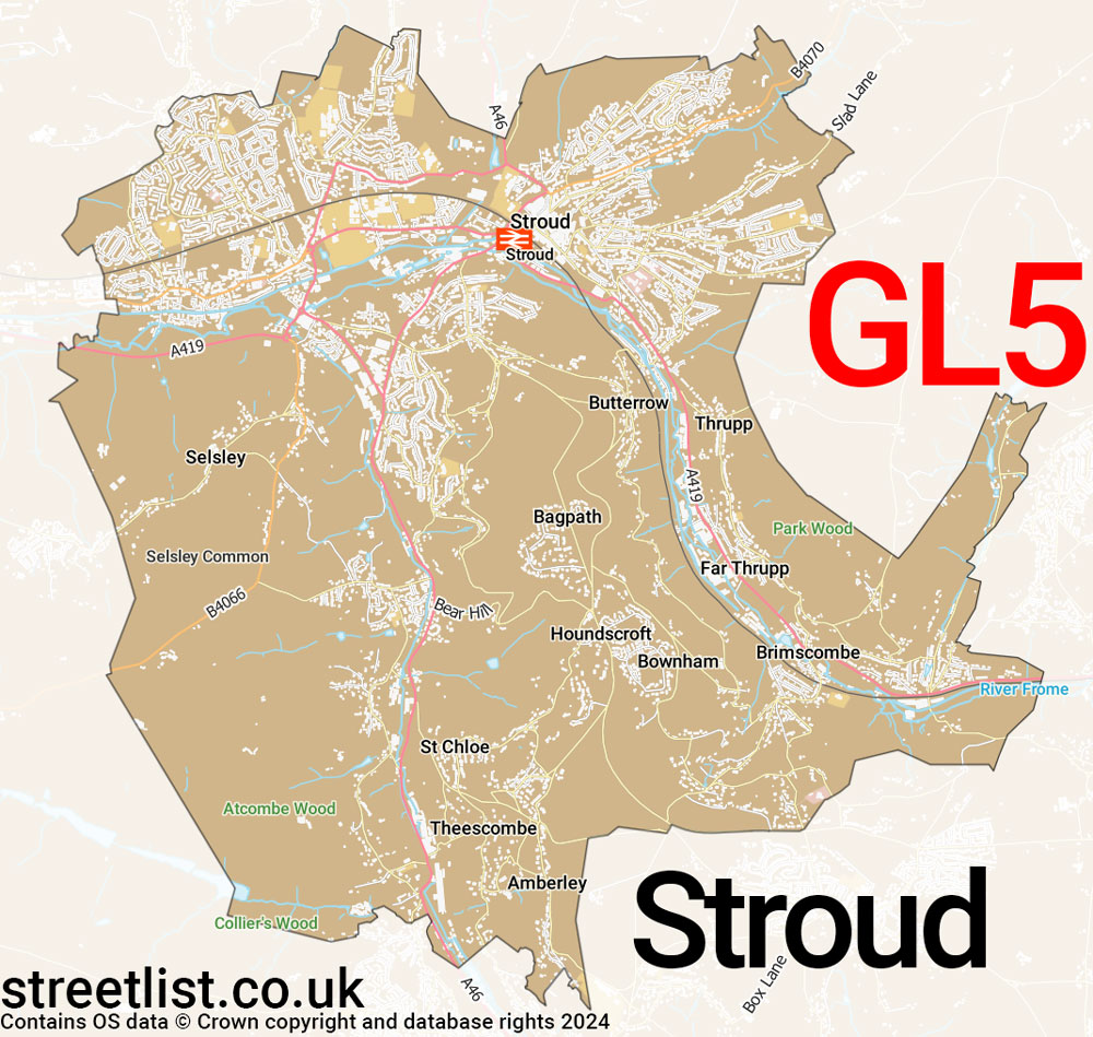 Map of the GL5 postcode