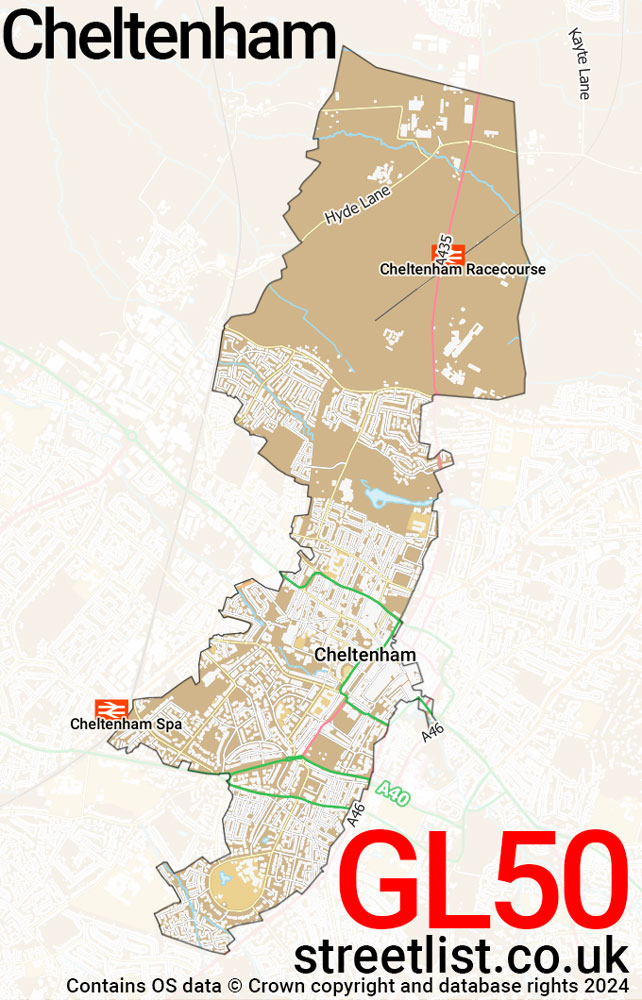 Map of the GL50 postcode