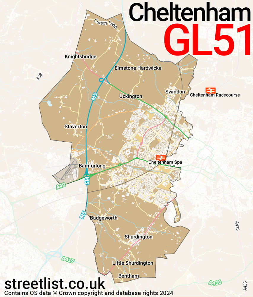 Map of the GL51 postcode