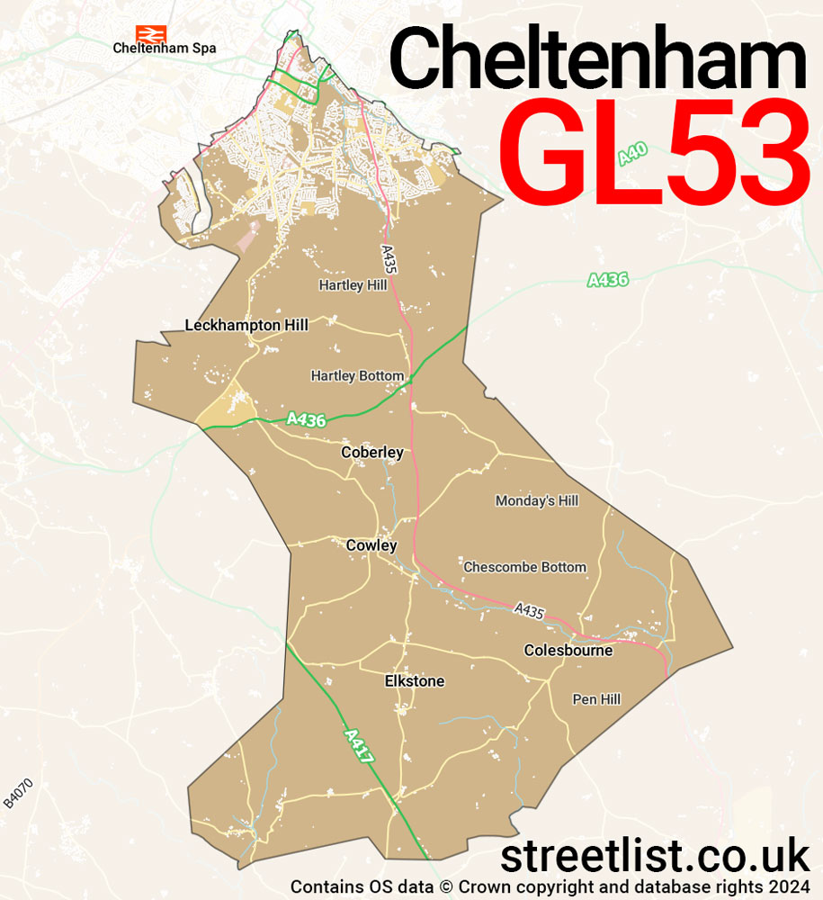 Map of the GL53 postcode