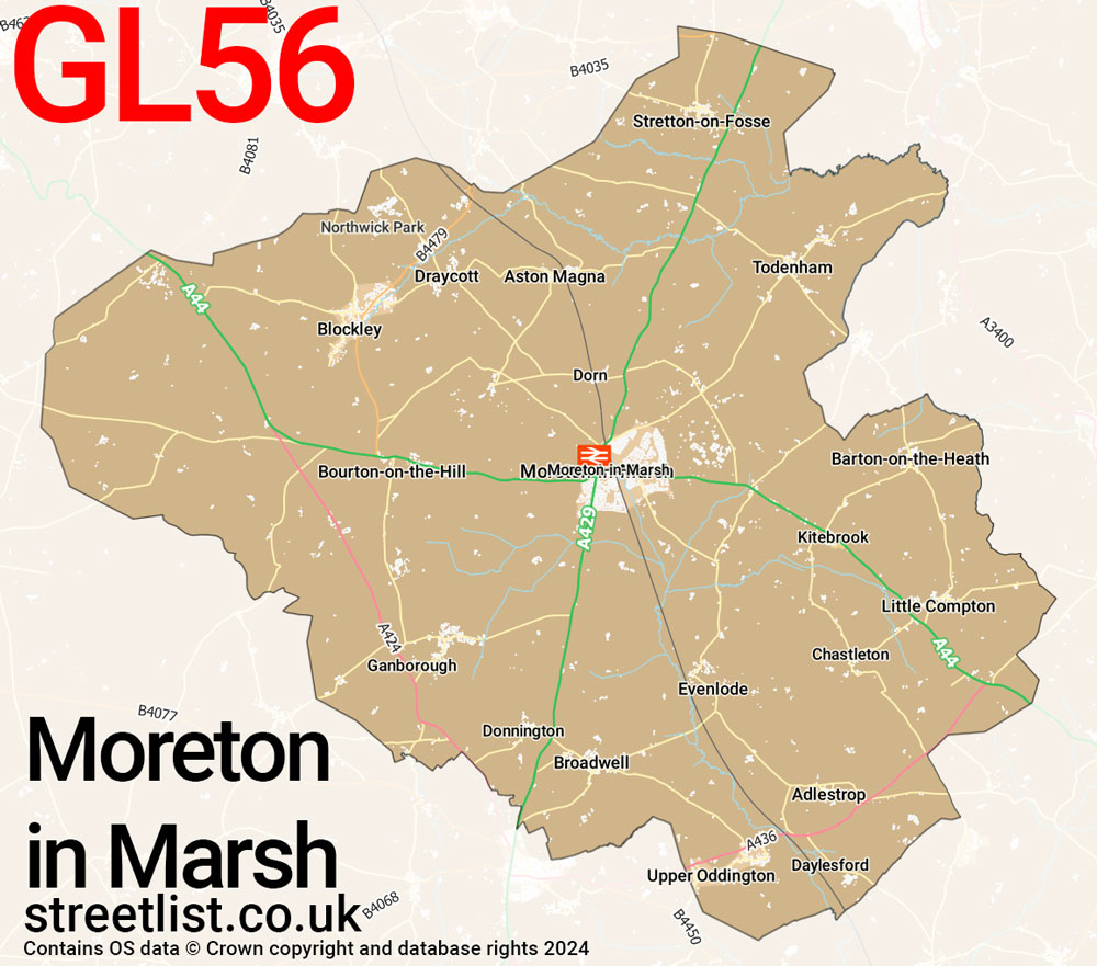 Map of the GL56 postcode