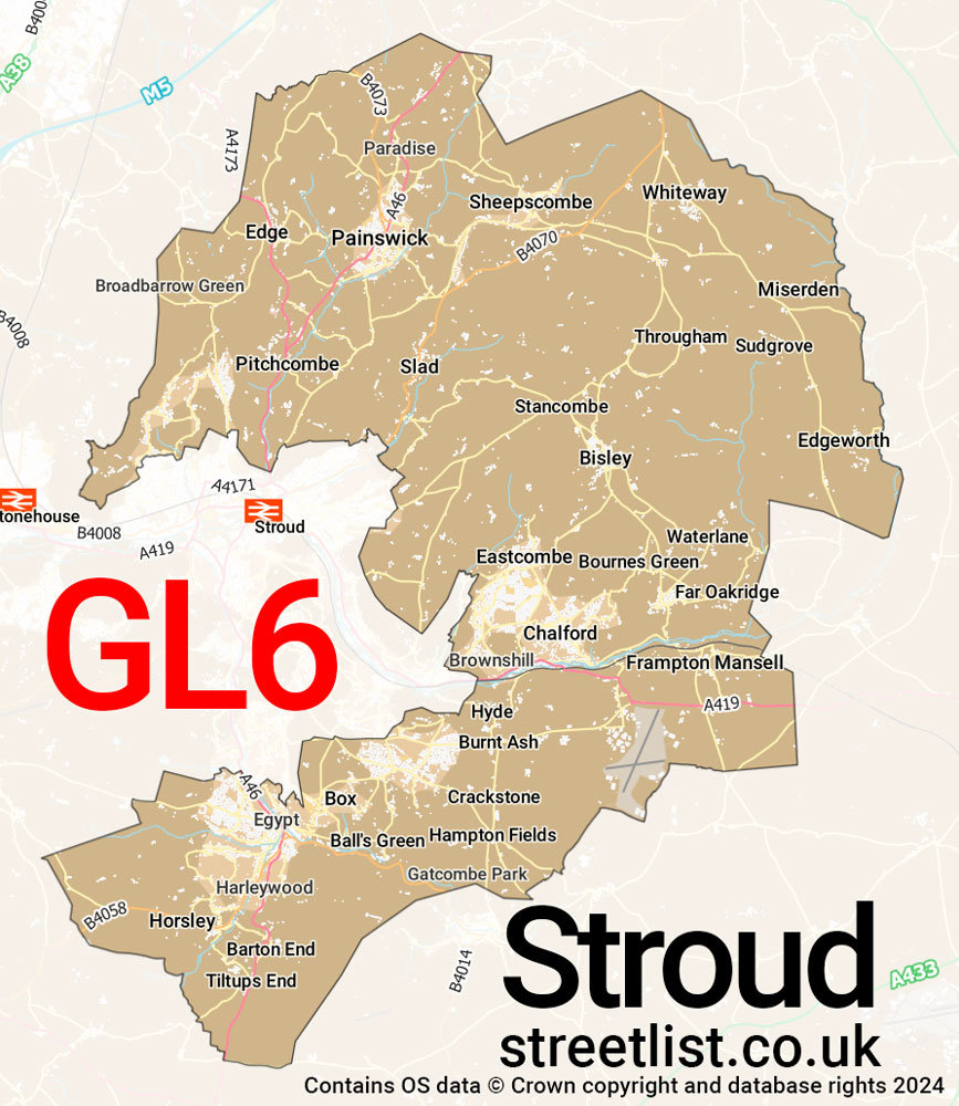 Map of the GL6 postcode