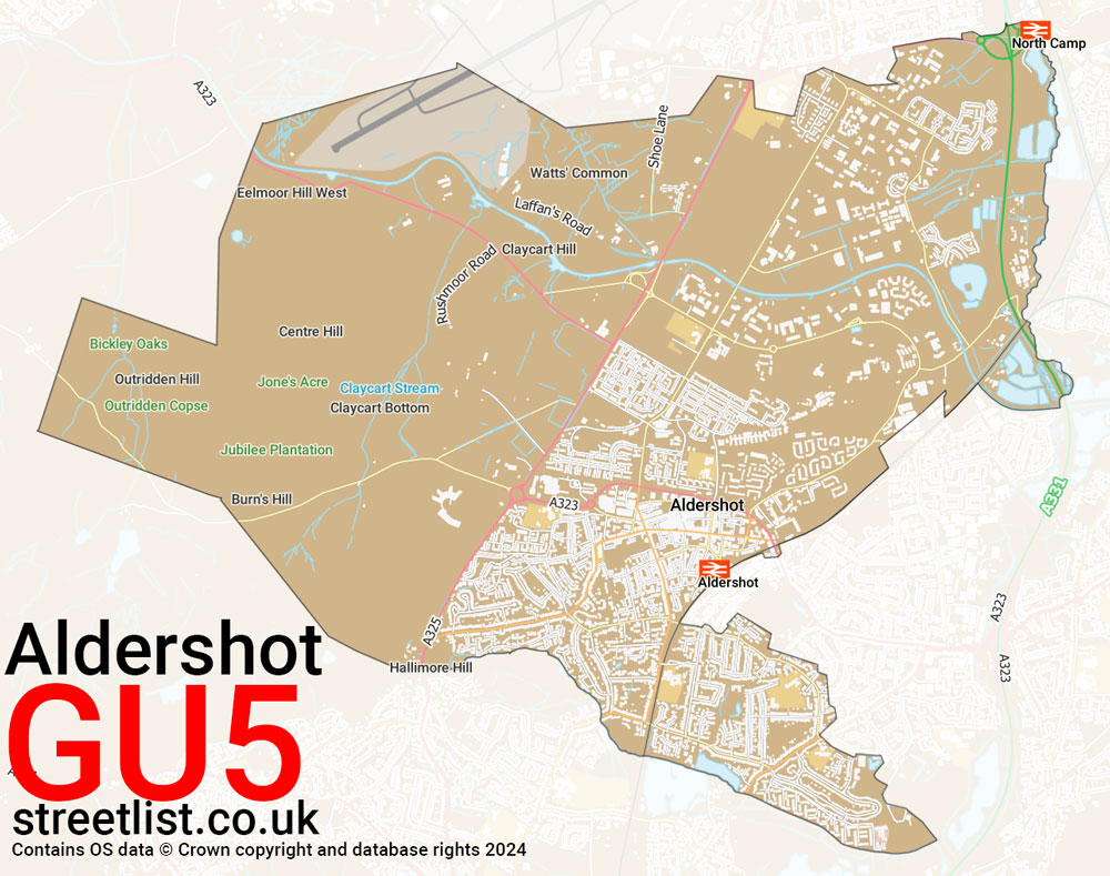 Map of the GU11 postcode