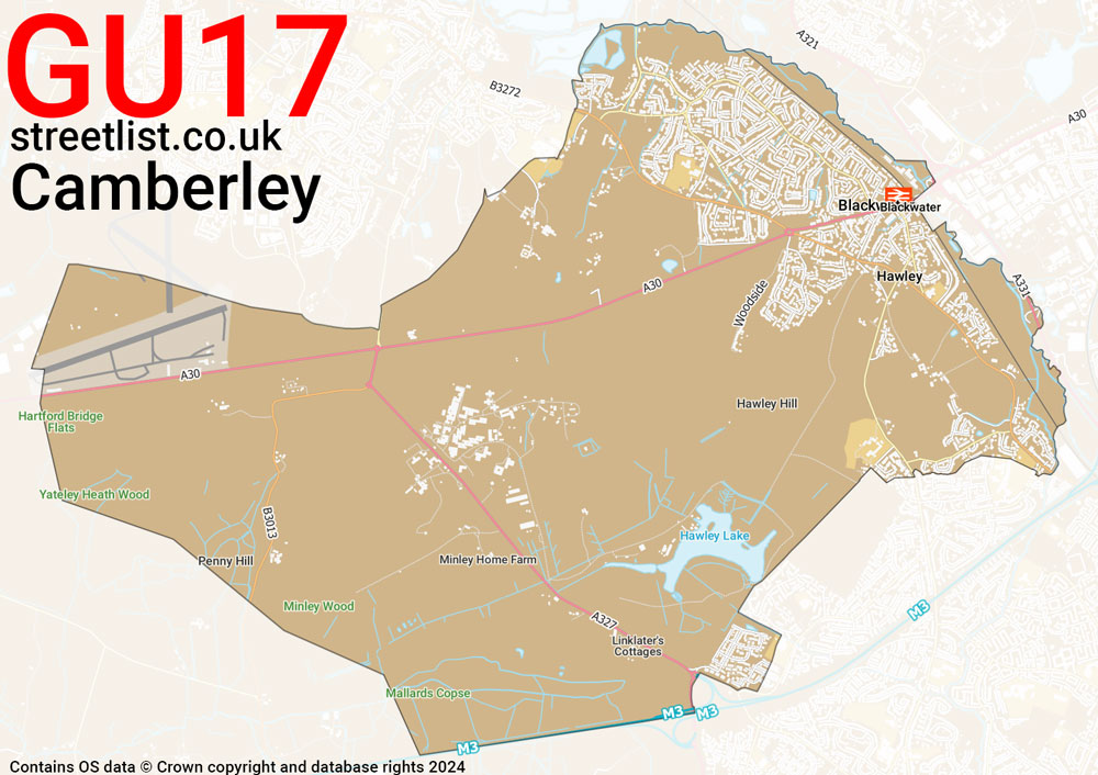 Map of the GU17 postcode