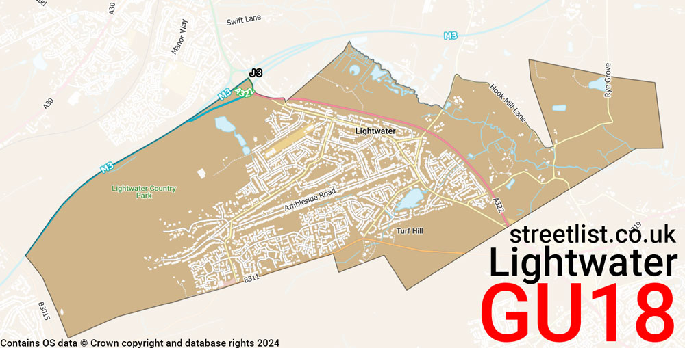 Map of the GU18 postcode