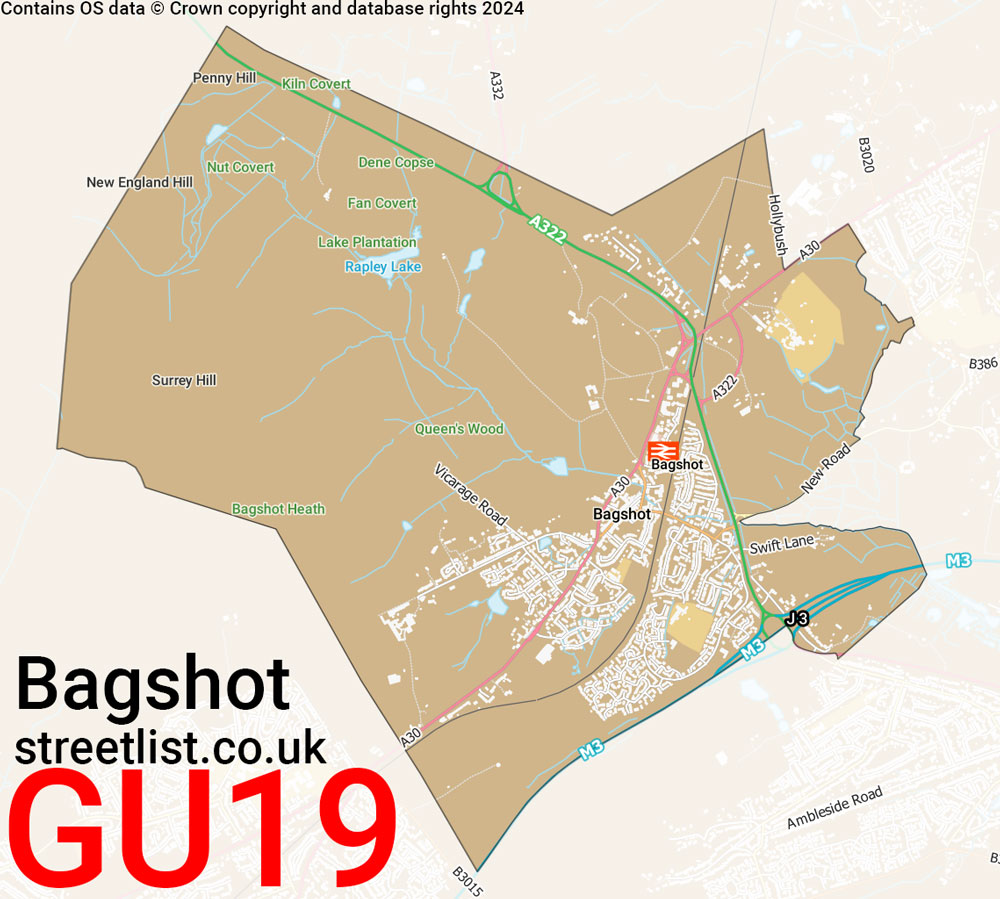 Map of the GU19 postcode