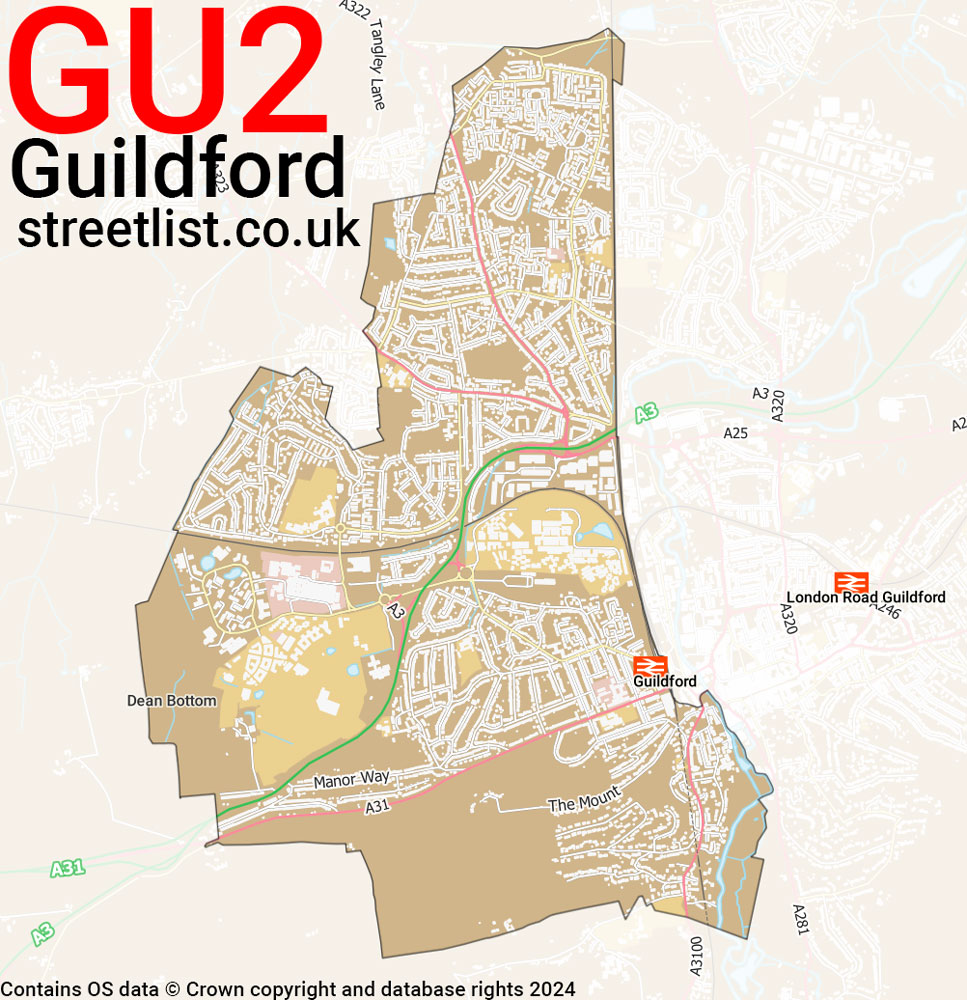 Map of the GU2 postcode