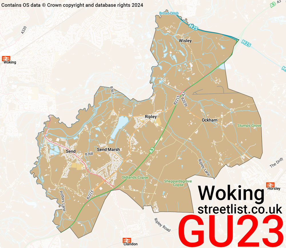 Map of the GU23 postcode