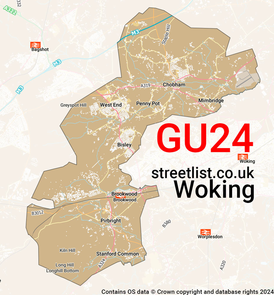 Map of the GU24 postcode