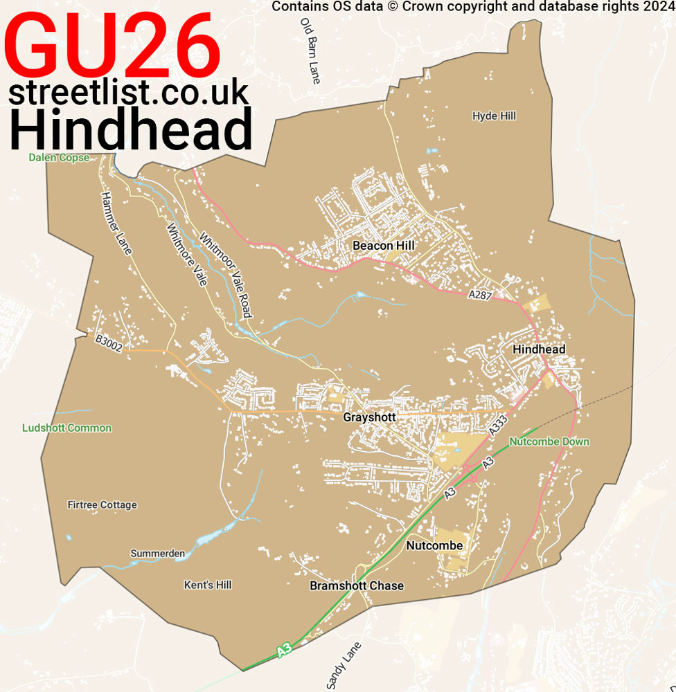 Map of the GU26 postcode