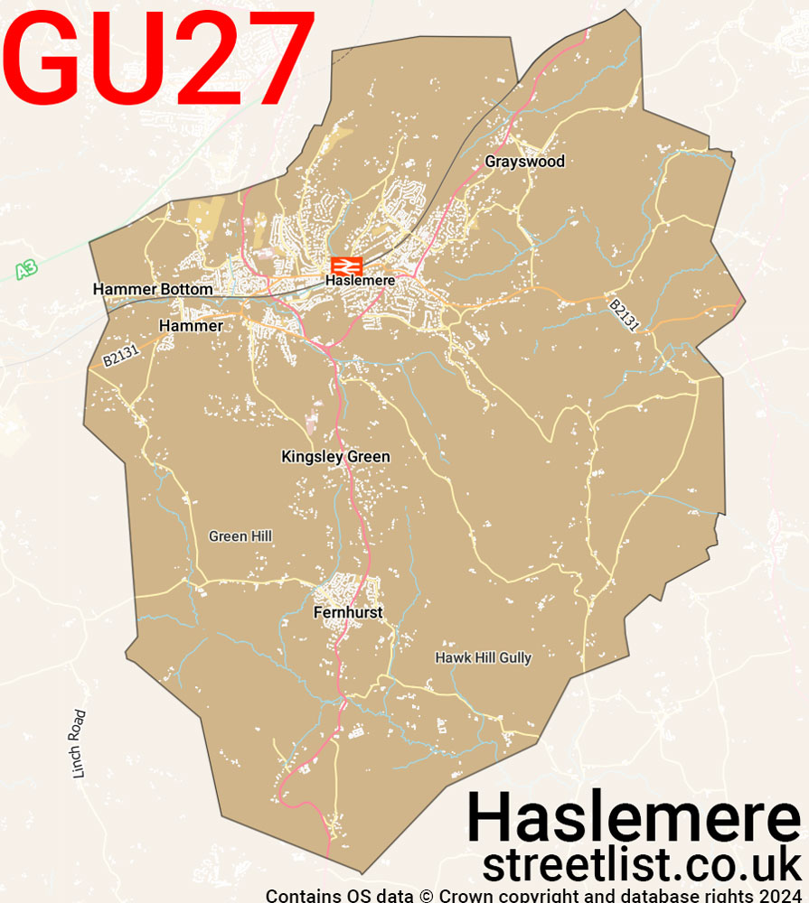 Map of the GU27 postcode