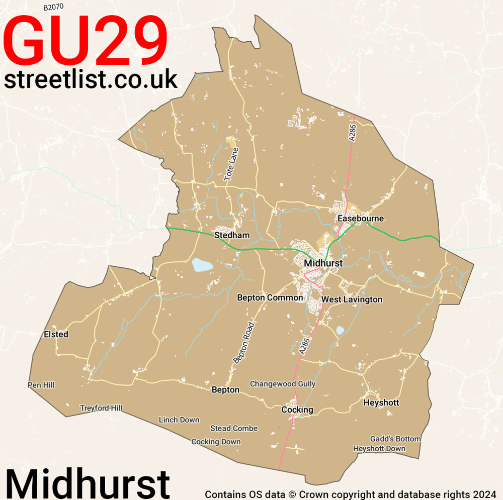 Map of the GU29 postcode