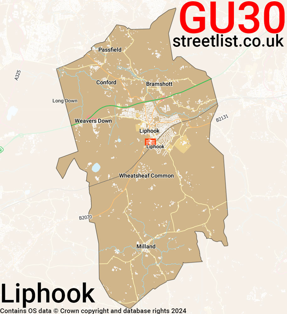 Map of the GU30 postcode