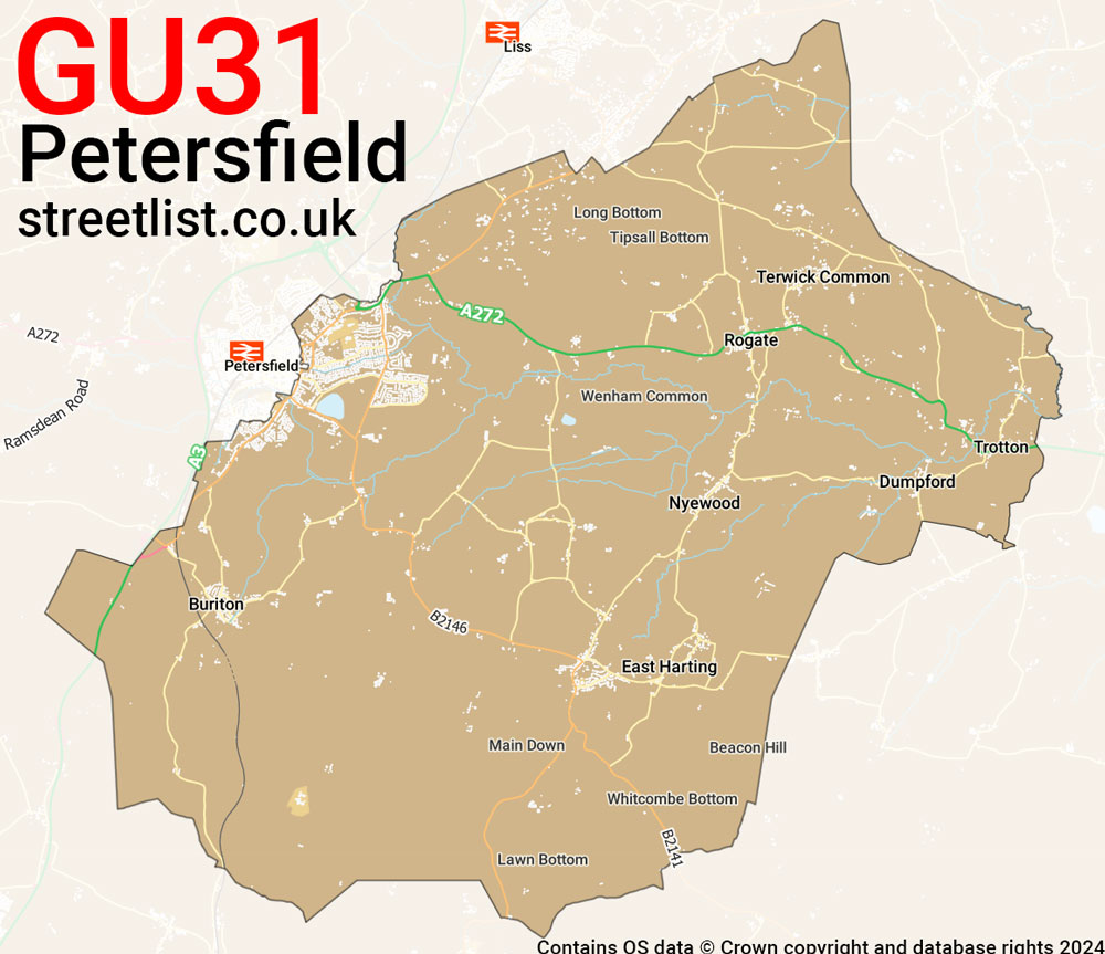 Map of the GU31 postcode