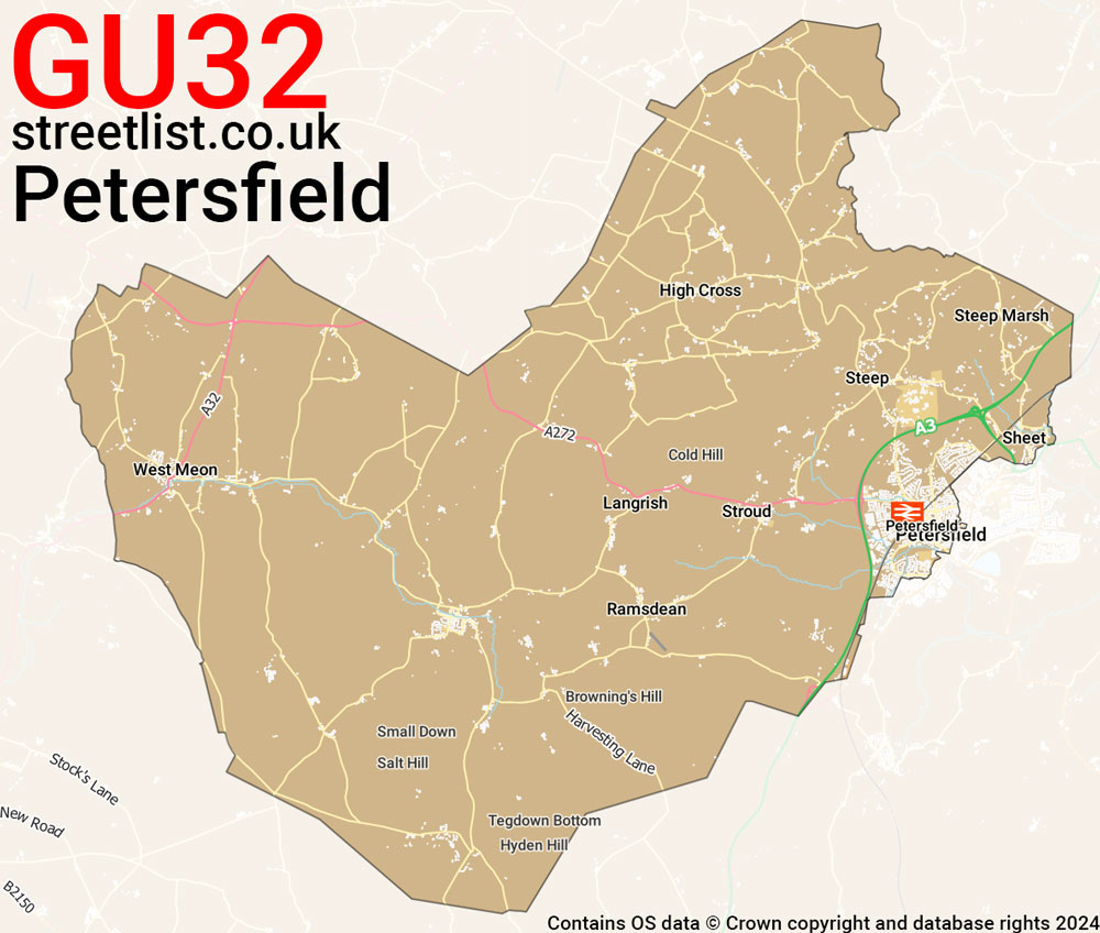 Map of the GU32 postcode