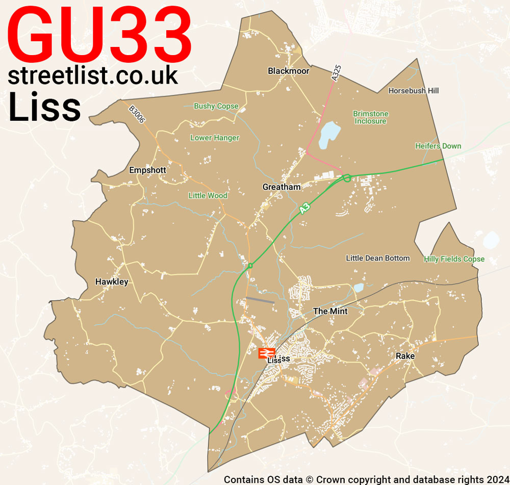 Map of the GU33 postcode