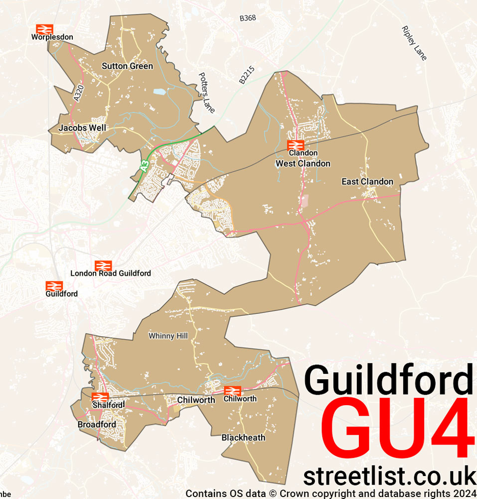 Map of the GU4 postcode