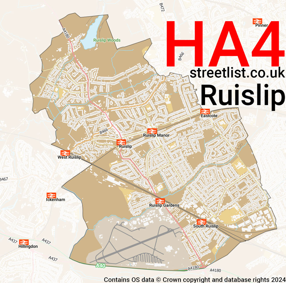 Map of the HA4 postcode