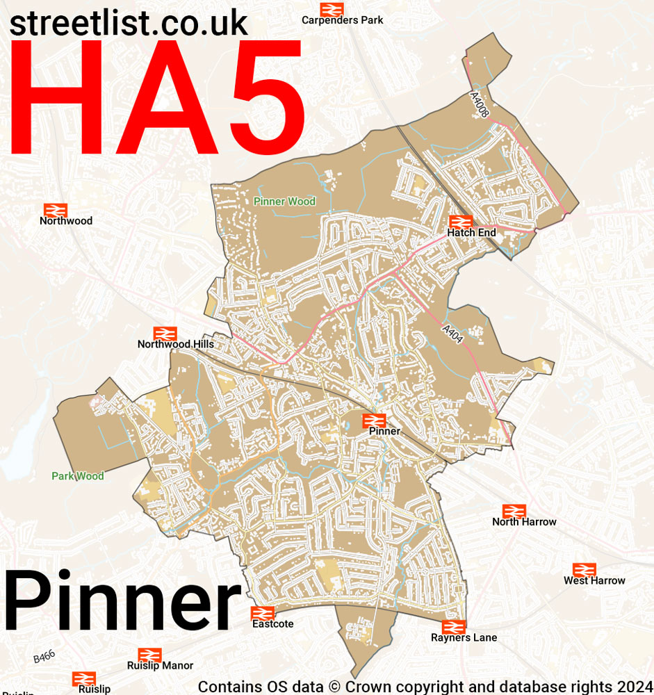 Map of the HA5 postcode