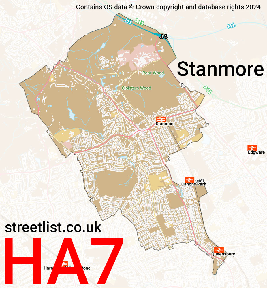 Map of the HA7 postcode