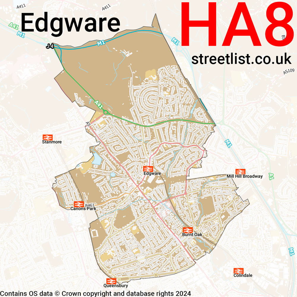 Map of the HA8 postcode