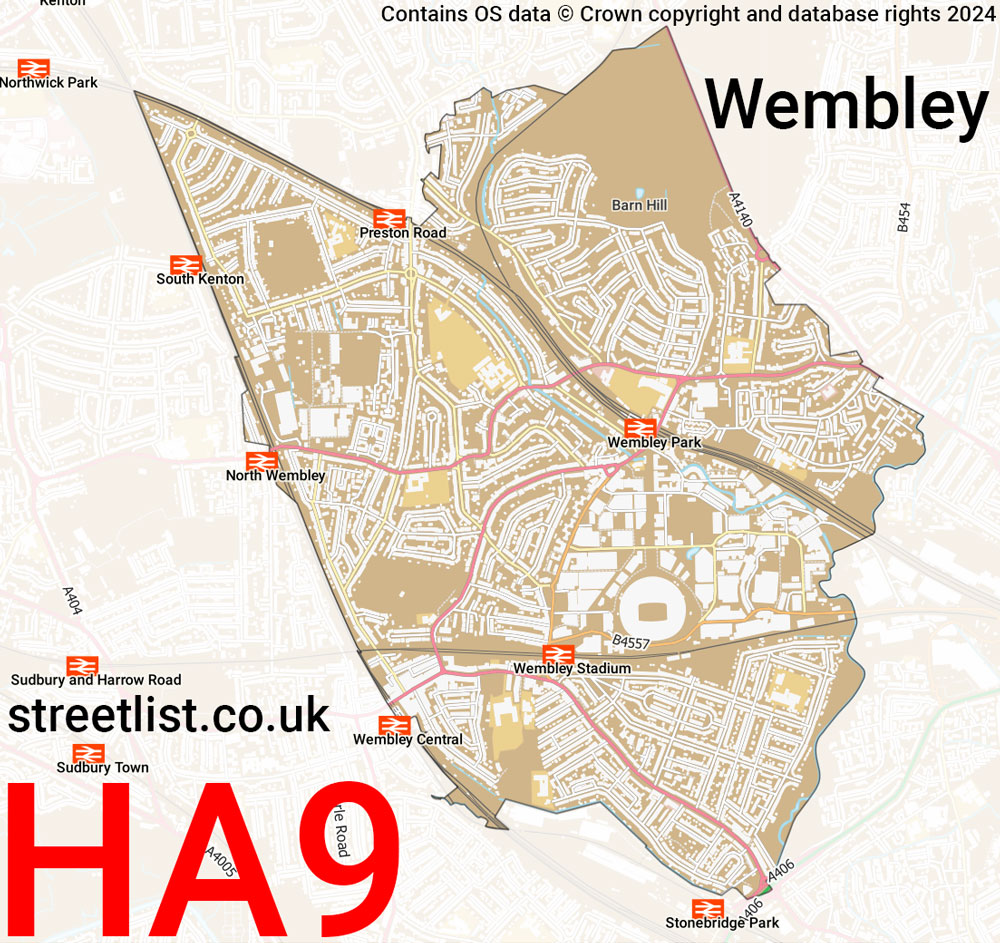 Map of the HA9 postcode