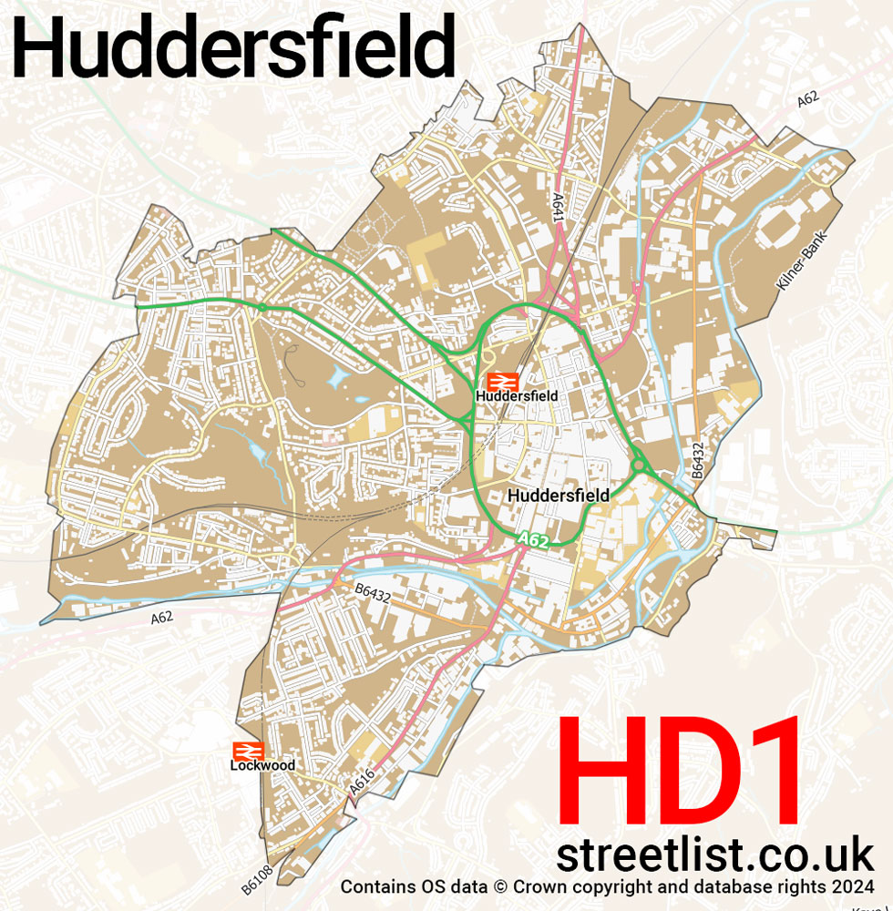 Map of the HD1 postcode