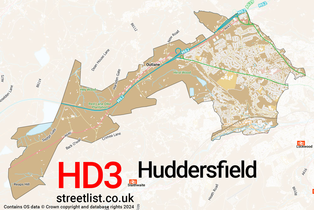 Map of the HD3 postcode