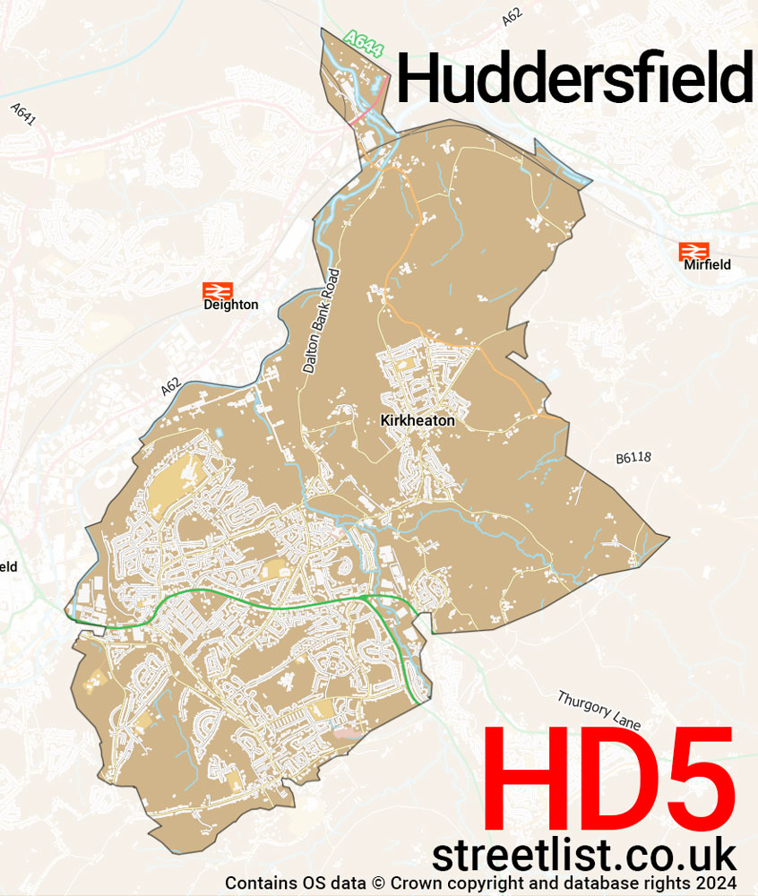 Map of the HD5 postcode