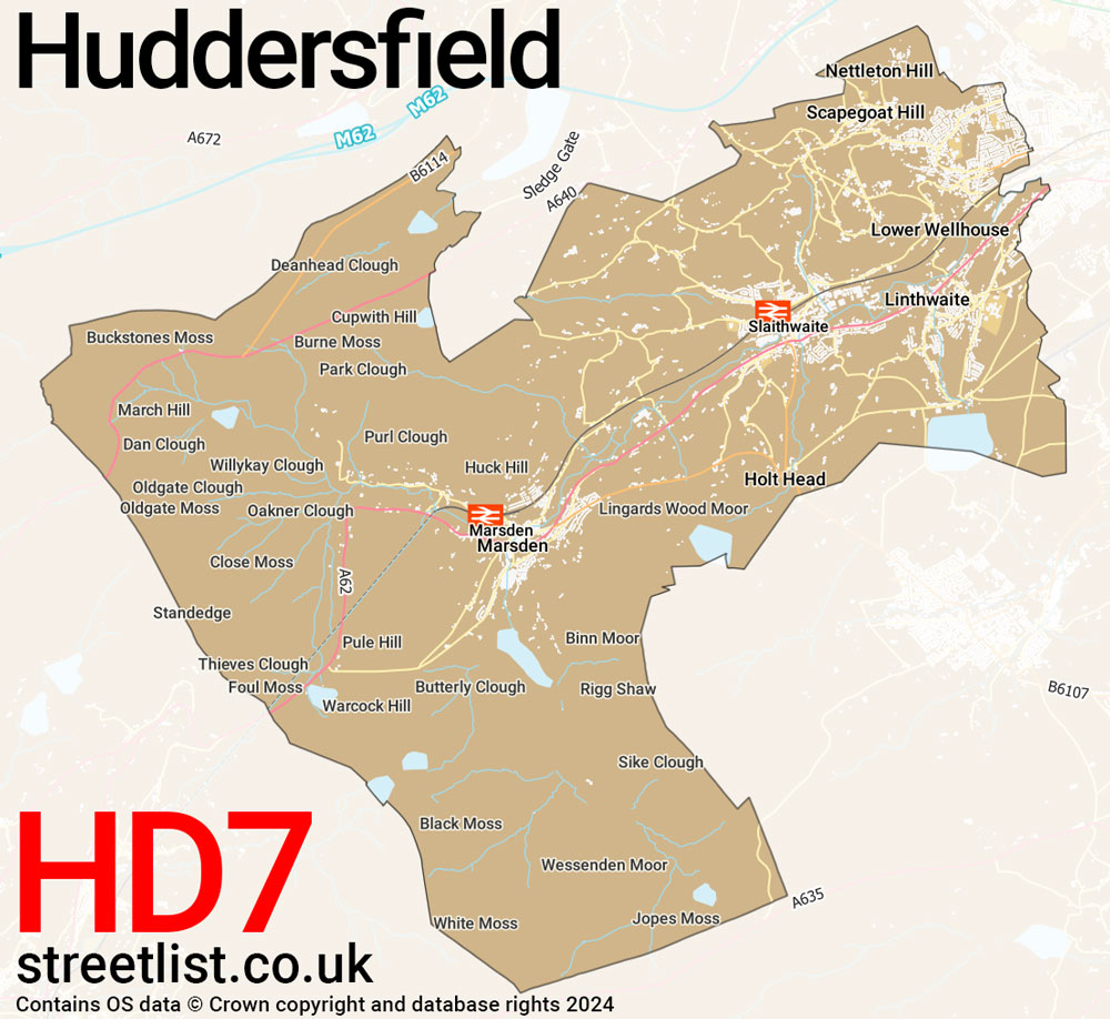 Map of the HD7 postcode