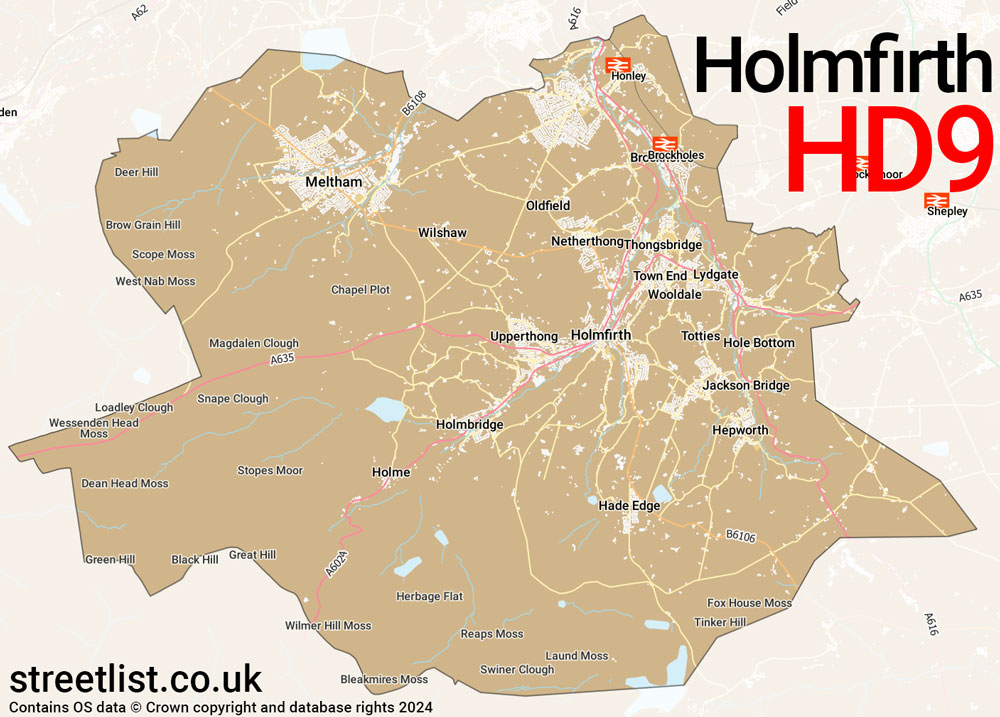 Map of the HD9 postcode